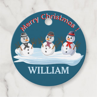 Etiquetas Para Lembrancinhas Custom name and text Merry Christmas snowmen