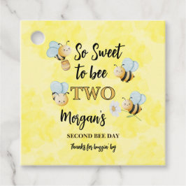 Etiquetas Para Lembrancinhas Cute Bee Two Yellow Black Second Birthday Party