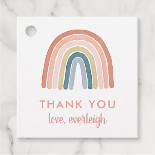 Etiquetas Para Lembrancinhas Cute Boho Rainbow Aniversário Nome Obrigado Coral