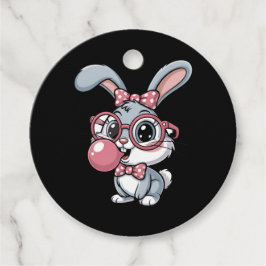 Etiquetas Para Lembrancinhas Cute Bunny with Glasses Blowing Bubble Gum