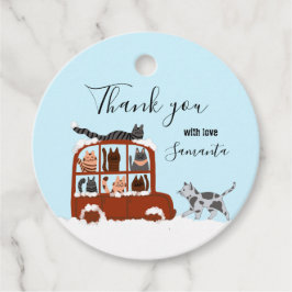 Etiquetas Para Lembrancinhas Cute Cats in car Winter Birthday Baby Gift