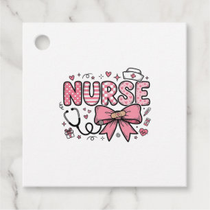 Etiquetas Para Lembrancinhas Cute Enfermeira Laço Coração Camisa Vector Design_