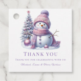 Etiquetas Para Lembrancinhas Cute Pink Snowman Winter Birthday