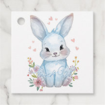 Cute Woodland Bunny Baby Shower Blue Bunny Pastel 