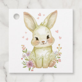 Etiquetas Para Lembrancinhas Cute Woodland Bunny Baby Shower Pastel Olive Green