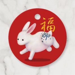 Etiquetas Para Lembrancinhas Cute Zodiac Rabbit "Fortune" Chinês no Ano Novo