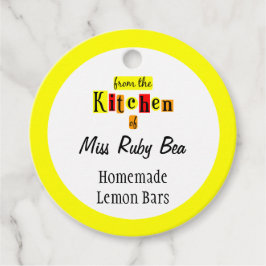 Etiquetas Para Lembrancinhas Da Cozinha de Retro Yellow Custom Baking