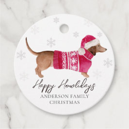 Etiquetas Para Lembrancinhas Dachshund Wiener Dog Watercolor Pet Winter Holiday