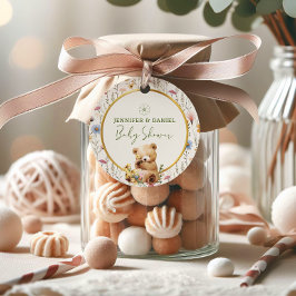 Etiquetas Para Lembrancinhas Daisy Light Beige Charming Teddy Bear Chá de frald