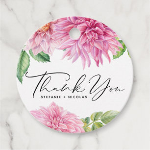 Etiquetas Para Lembrancinhas Dália de Flores de Aquarela Rosa Casamento Agradec