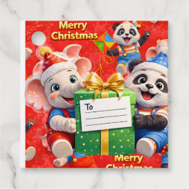 Etiquetas Para Lembrancinhas Danny e Dave elefante e panda Feliz Natal