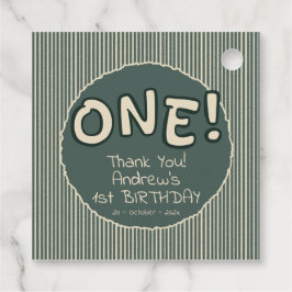 Etiquetas Para Lembrancinhas Dark Green Stripes 1st Birthday