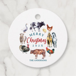 Etiquetas Para Lembrancinhas Decoração do país de aquarela dos animais de criaç