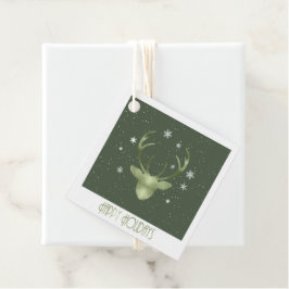 Etiquetas Para Lembrancinhas Deer Antlers Green ID861 Tags de Favor