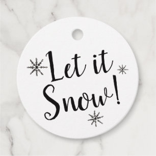 Etiquetas Para Lembrancinhas Deixe Nevar Floco de Neve Preto e Branco