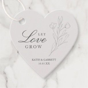 Etiquetas Para Lembrancinhas Deixe o Amor Crescer Elegante Floral Cinza Casamen