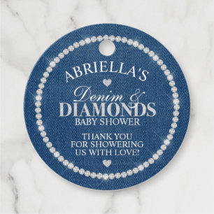 Etiquetas Para Lembrancinhas Denim Elegante e Diamantes