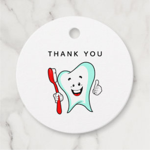 Etiquetas Para Lembrancinhas Dental Care Happy Tooth com escova de dentes Obrig