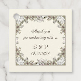 Etiquetas Para Lembrancinhas Desenho de flores marfim casamento romântico