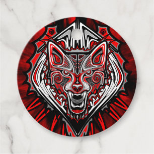 Etiquetas Para Lembrancinhas Desenho de Totem Tribal Haida de Lobo
