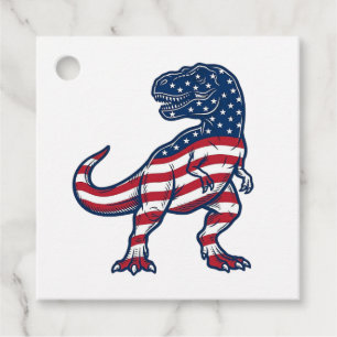 Etiquetas Para Lembrancinhas Design de Dinossauro T-Rex Patriótico Bandeira Ame