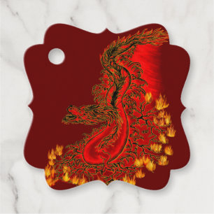 Etiquetas Para Lembrancinhas Design de ouro e vermelho do Dragão da China