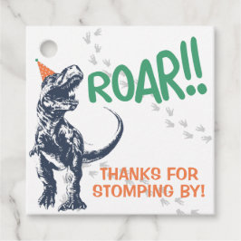 Etiquetas Para Lembrancinhas Dinosaur T-Rex de Chapéu de Festa Aniversário