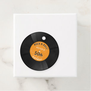 Etiquetas Para Lembrancinhas Disco de Vinil Retro Rock N Roll Laranja Aniversár