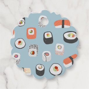 Etiquetas Para Lembrancinhas Diversão Sushi Nigiri Maki Roll Padrão de Comida