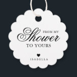 Etiquetas Para Lembrancinhas Do Meu Chá Ao Seu Chá de panela De Caligrafia<br><div class="desc">Chá de panela de tipografia elegante favorece etiquetas com um simples design com a mensagem "Do meu Chá ao seu" em caligrafia negra e fontes serif, sobre fundo branco. Abaixo está um coração e seu nome. As fontes e as cores de fundo podem ser alteradas para qualquer cor desejada. Estas...</div>
