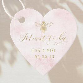 Etiquetas Para Lembrancinhas Dourada cor-de-rosa para o coração de casamentos d