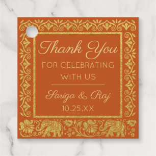 Etiquetas Para Lembrancinhas Dourada Elephant & Lotus Wedding Return Gift Favor