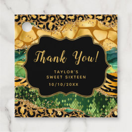 Etiquetas Para Lembrancinhas Dourado Agate Safari Verde Doce Dezesseis Obrigado