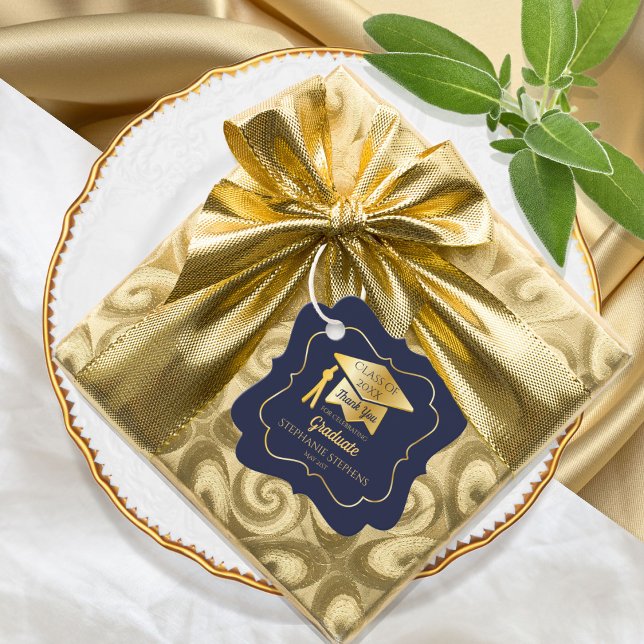 Etiquetas Para Lembrancinhas Dourado | Classe de Boné Formando Azul de 2023 Obr (Criador carregado)