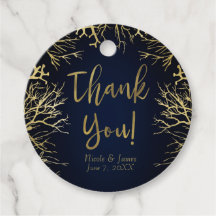 Dourado e Azul-Marinho Escuro Coral Elegante de Ca