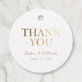 Etiquetas Para Lembrancinhas Dourado e branco belo casamento elegante Obrigado
