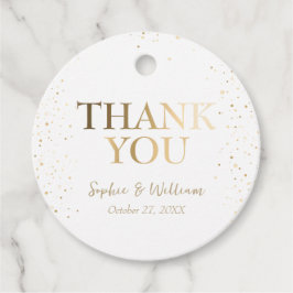 Etiquetas Para Lembrancinhas Dourado e branco belo casamento elegante Obrigado