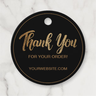 Etiquetas Para Lembrancinhas Dourado personalizável "Obrigado pelo seu pedido"