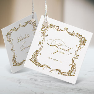 Etiquetas Para Lembrancinhas Dourado Script Clássico de Quadro Vintage Obrigado