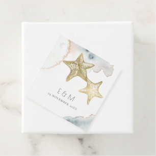 Etiquetas Para Lembrancinhas Dourado SUSQUY BLUE BEACHY STARFISH MONOGRAMA CASA