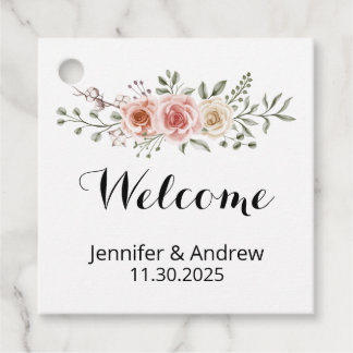 Etiquetas Para Lembrancinhas Duas Rosas de Creme Rosa de Amor Boas-Vindas