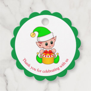 Etiquetas Para Lembrancinhas duende de Natal obrigado em verde e branco