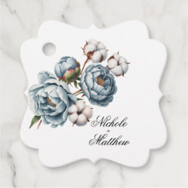 Etiquetas Para Lembrancinhas Dusty Blue and Cotton Wedding Thank You