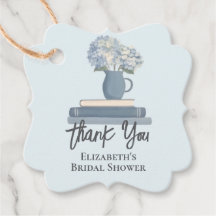 Dusty Blue Books Hydrangea Hand Lettered Obrigado
