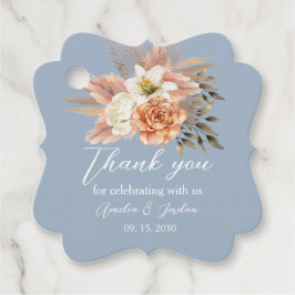 Etiquetas Para Lembrancinhas Dusty Blue Peach Agradecimento de Casamento