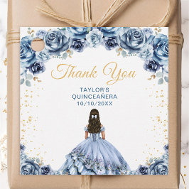 Etiquetas Para Lembrancinhas Dusty Blue Princess Quinceañera Obrigado