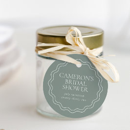Etiquetas Para Lembrancinhas Dusty Sage | Borda de Concha Ondulada Chá de Noiva