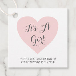 Etiquetas Para Lembrancinhas É Um Chá de fraldas De Coração Cor-de-Rosa Pintado