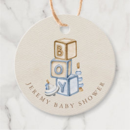 Etiquetas Para Lembrancinhas É um menino Blue Boho Wooden Blocks and Toys