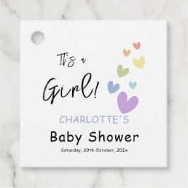 Etiquetas Para Lembrancinhas É uma garota! Chá de fraldas de Corações Bonitos e